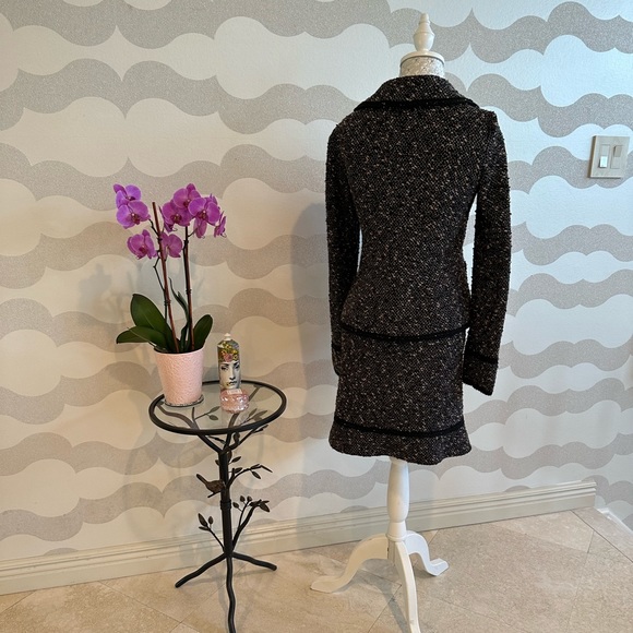 1980s Nanette lepore black and tan tweed skirt suit size small - Picture 2 of 5